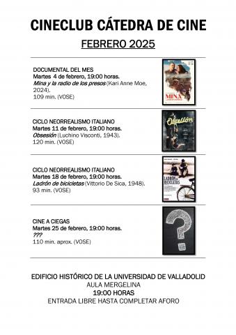 CineClub de la Cátedra de Cine. Programación febrero 2025 CineClub de la Cátedra de Cine