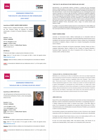 SEMINARIOS AGOSTO 2026 CÁTEDRA DE CINE